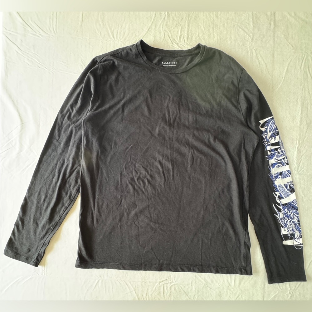 All Saints Long Sleeve  Black T shirt. Size XS